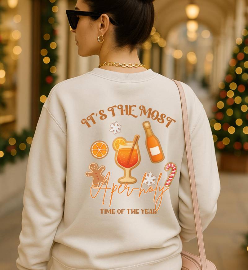 Its The Most Aper-Holy Time Of Year Sweatshirt Funny Christmas Sweater Apero Spritz Lover Aesthetic Cookie Design Retro Holiday Crew 90S von CincerelyYoursShop