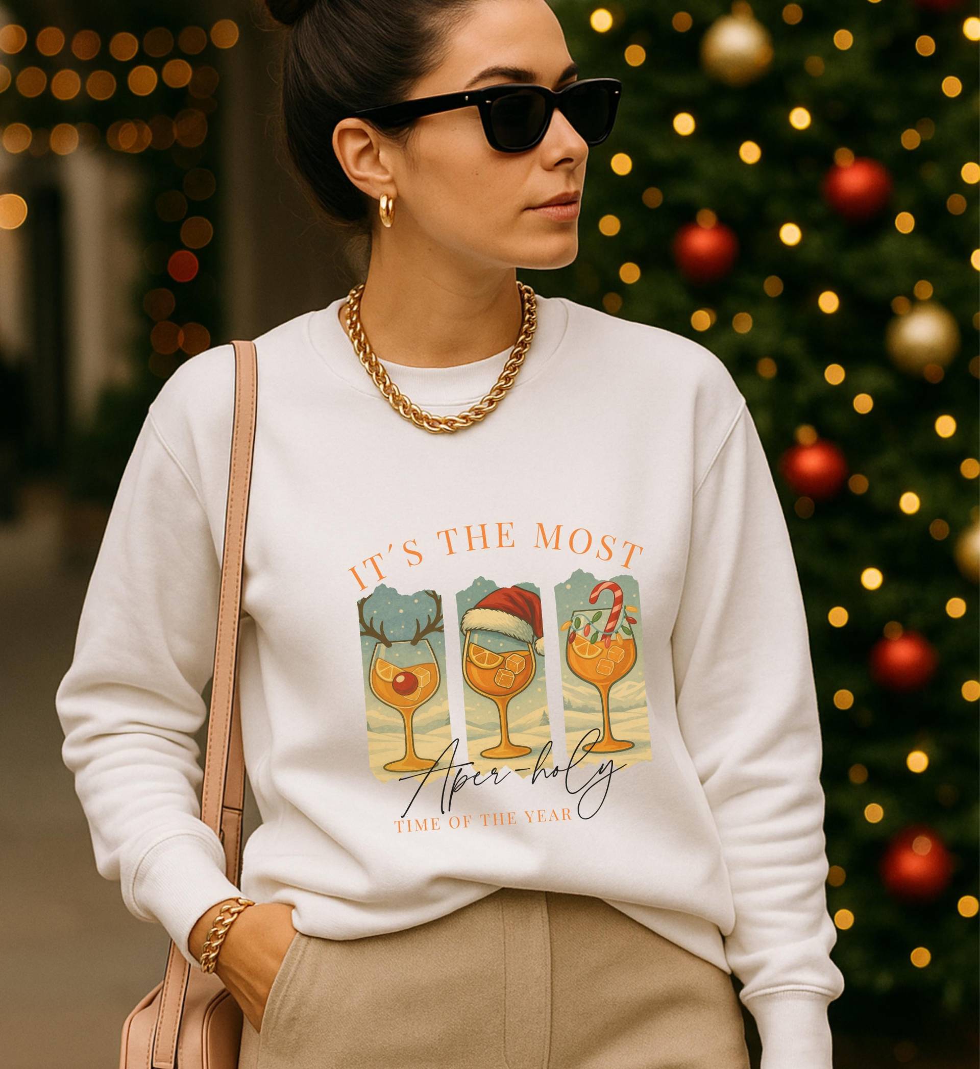 Its The Most Aper Holy Time Of Year Sweatshirt Orange Spritz Retro Vintage Christmas Aperitif Cocktail Holiday Gift Ugly Sweater Italian von CincerelyYoursShop