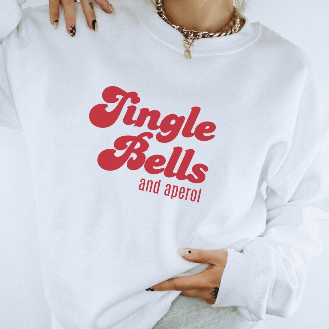 Jingle Bells & Aperol Matching Group Christimas Sweatshirt Family Party Holidays Vacay Girls-Trip Office Wine Hugo Cocktail Beer Funny von CincerelyYoursShop
