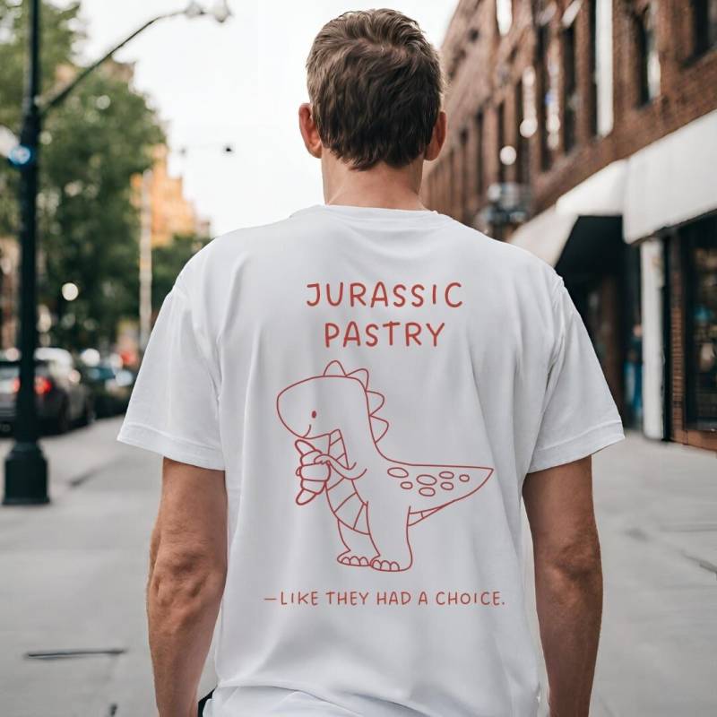 Jurassic Pastry Funny Dinosaurier Croissant Meme Oversized Shirt Retro Breakfast Lover Gift Food 90S Graphic Student Back Print Y2K Sarcasm Jurassic Pastry Funny Dinosaurier Croissant Meme Oversized Shirt Retro Breakfast Lover Gift Food 90S Graphic Student Back Print Y2K Sarcasm von CincerelyYoursShop