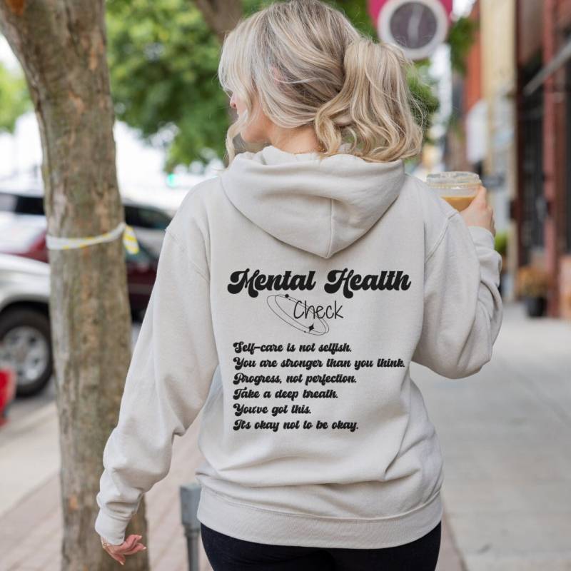 Mental Health Check Sweater Aesthetic Everything Will Be Okay Retro Hoodie Self Growth Positive Vibes Crewneck Sweatshirt Vintage Awareness von CincerelyYoursShop