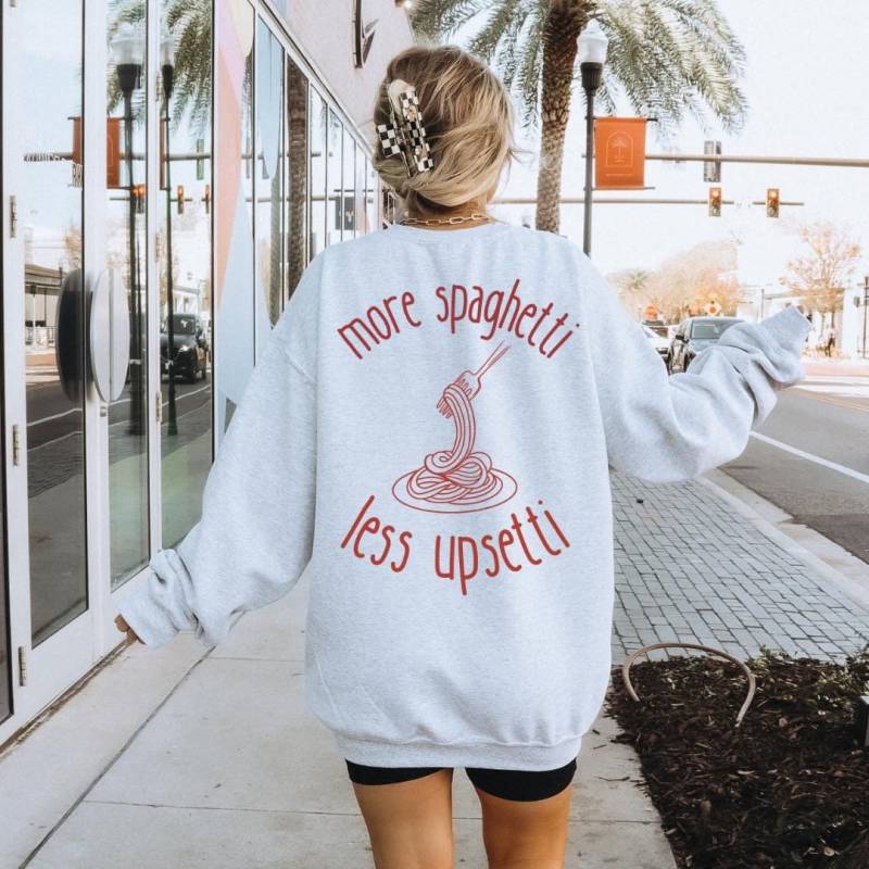 More Spaghetti Less Upsetti Italian Pasta Lover Retro Summer Back Print 90S Sweatshirt Vintage Gift Italy Girl Food Y2K Graphic Shirt von CincerelyYoursShop