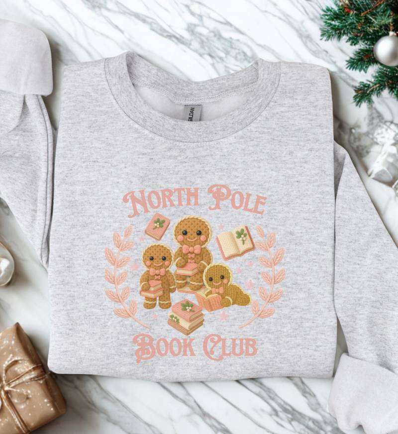 North Pole Book Club Coquette Knitted Gingerbread Book Lover Christmas Sweater Cute Crochet Ugly Reading Soft Girl Holiday Unhinged von CincerelyYoursShop