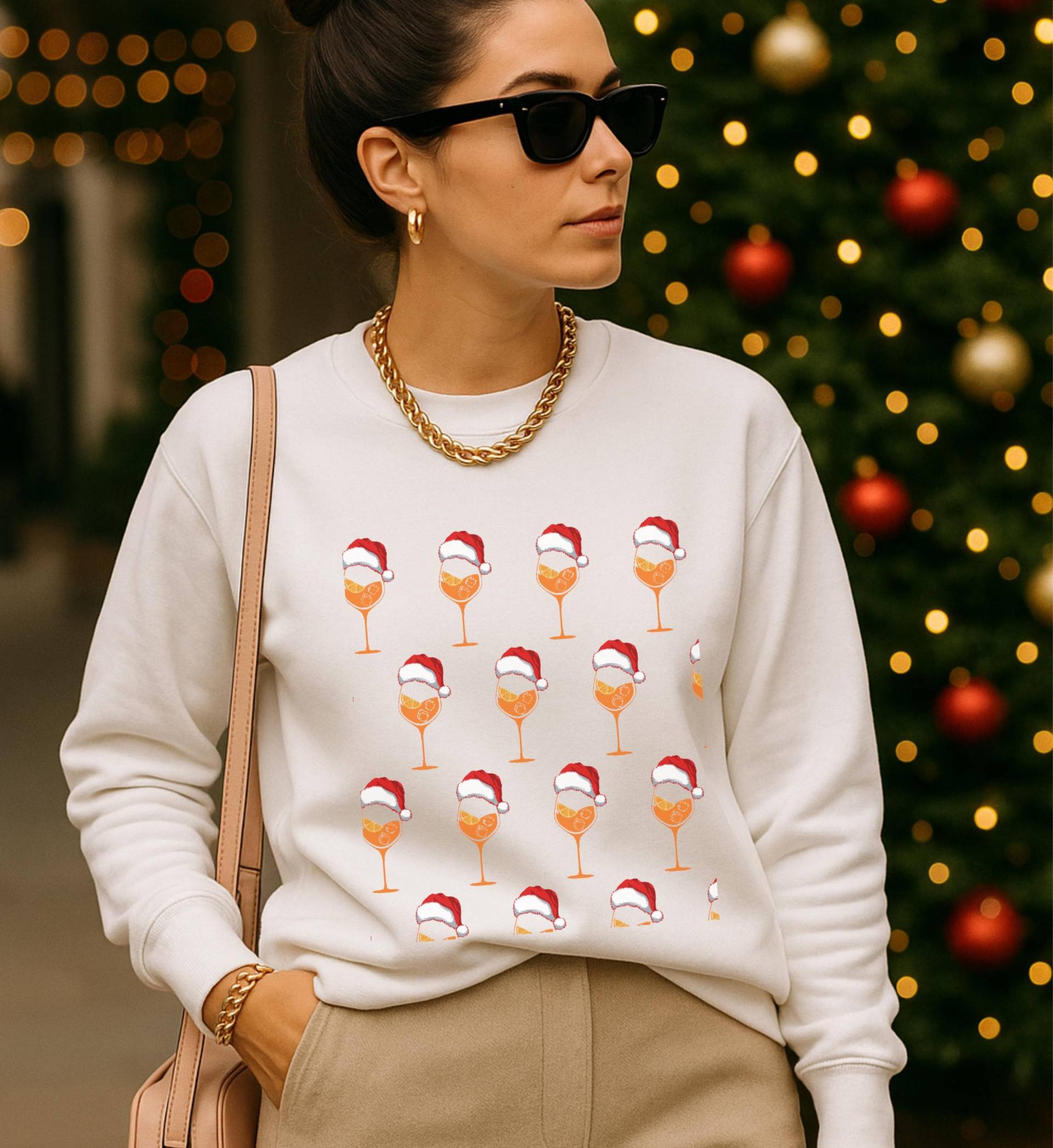 Orange Spritz Christmas Sweatshirt Funny Aperitif Lover Gift Retro Italian Cocktail Holiday Party Aesthetic Drink Unhinged Ugly Sweater Aper von CincerelyYoursShop