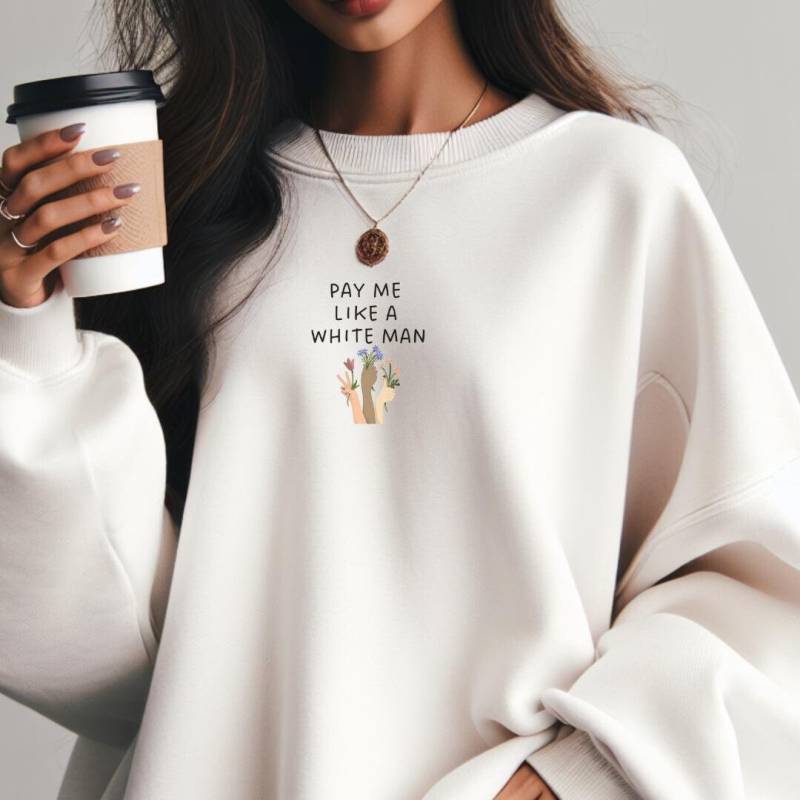 Pay Me Like A White Man Oversized Flower Hand Retro Feminist Gift Feminism Quote Y2K Equality Female Empowerment Provocative Hoodie Office von CincerelyYoursShop
