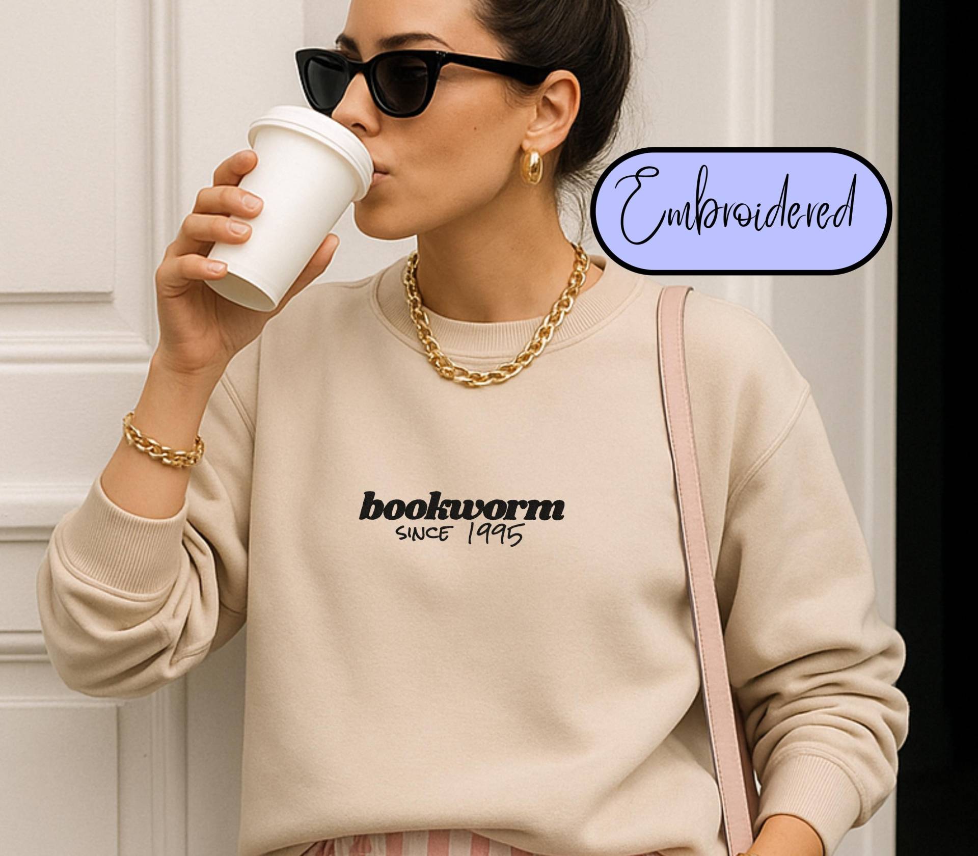 Personalized Bookworm Since 1995 Embroidered Sweatshirt Custom Year Gift Readers Cozy Bookish Birthday Pullover For Her Or Them von CincerelyYoursShop