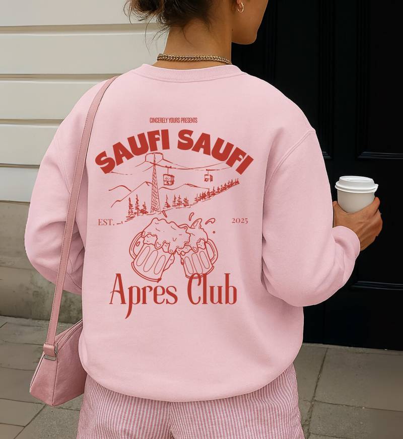 Saufi Aprés Club Funny Après Ski Sweatshirt 2025 Personalized Sweater Trip Group Drinking Mountain Crew Winter Holiday Gift Friend von CincerelyYoursShop