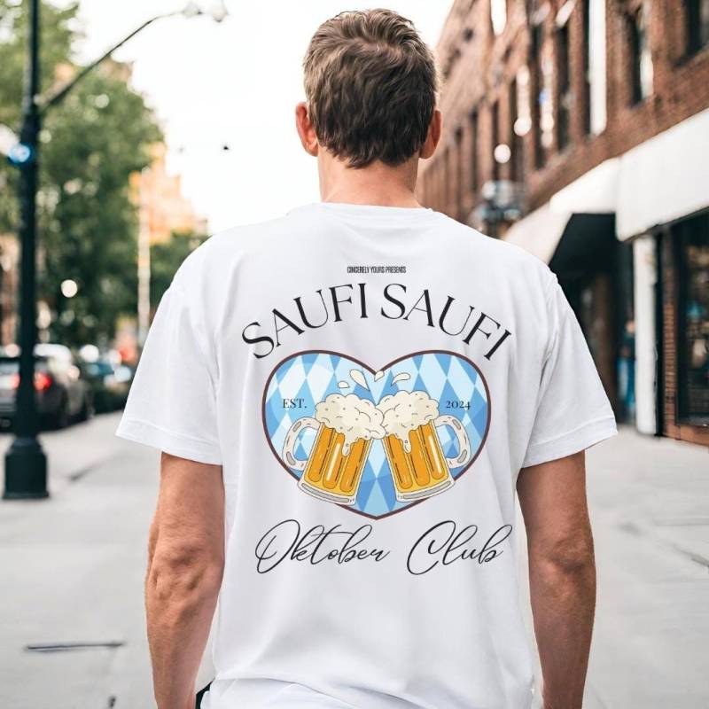 Saufi Oktober Club Beer Munich Party Group Shirt 2024 Oversized Back Print Name Pocket Jga Girls-Trip Boys Trip Personalized 90S von CincerelyYoursShop