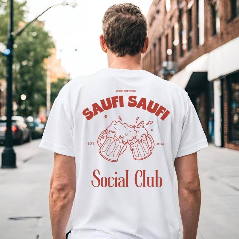 Saufi Social Club Bier Party Shirt Malle Back Print Mallorca Vacay October Group Girls-Trip Büro Party Personalized Spring Break Y2K von CincerelyYoursShop
