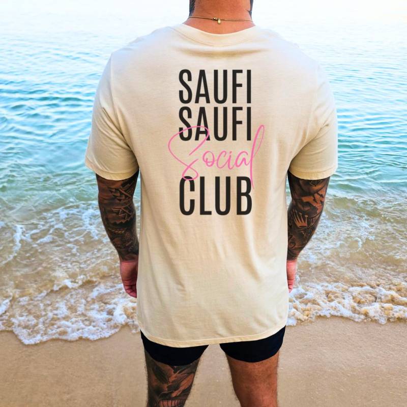 Saufi Social Club Cocktail Party Shirt 90S Malle Oversized Back Print Mallorca Urlaub Group Jga Girls-Trip Mädelsausflug Personalized von CincerelyYoursShop