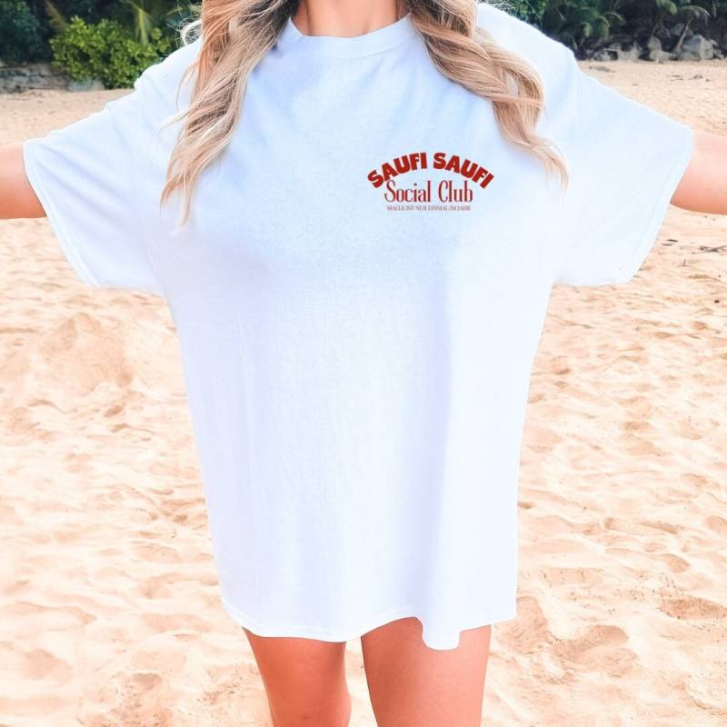 Saufi Social Club Cocktail Party Shirt Malle 2025 Oversized Back Print Mallorca Urlaub Group Jga Girls-Trip Mädelsausflug Personalized von CincerelyYoursShop