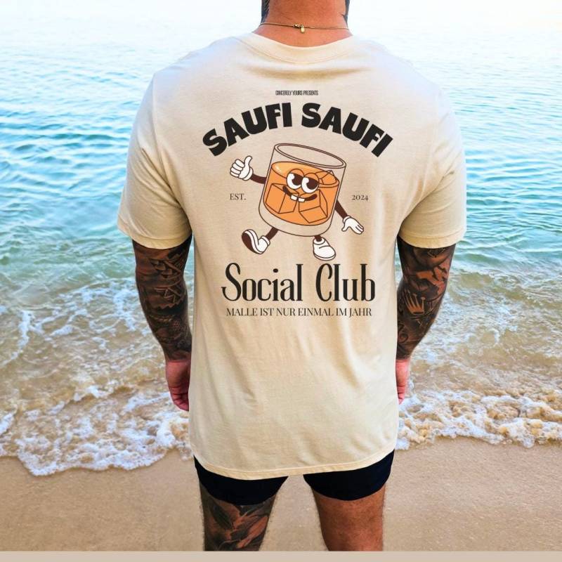 Saufi Social Club Whiskey Party Shirt Malle 2024 Oversized Back Print Mallorca Urlaub Group Jga Girls-Trip Fussball Club Personalized von CincerelyYoursShop