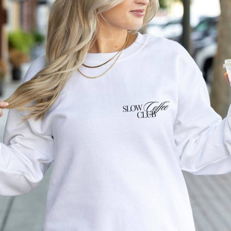 Slow Coffee Club Unisex Sweatshirt Retro Coffee Lover Portafilter Machine Mothers Day Gift 90S Graphic Back Print Breakfast Y2K Espresso von CincerelyYoursShop