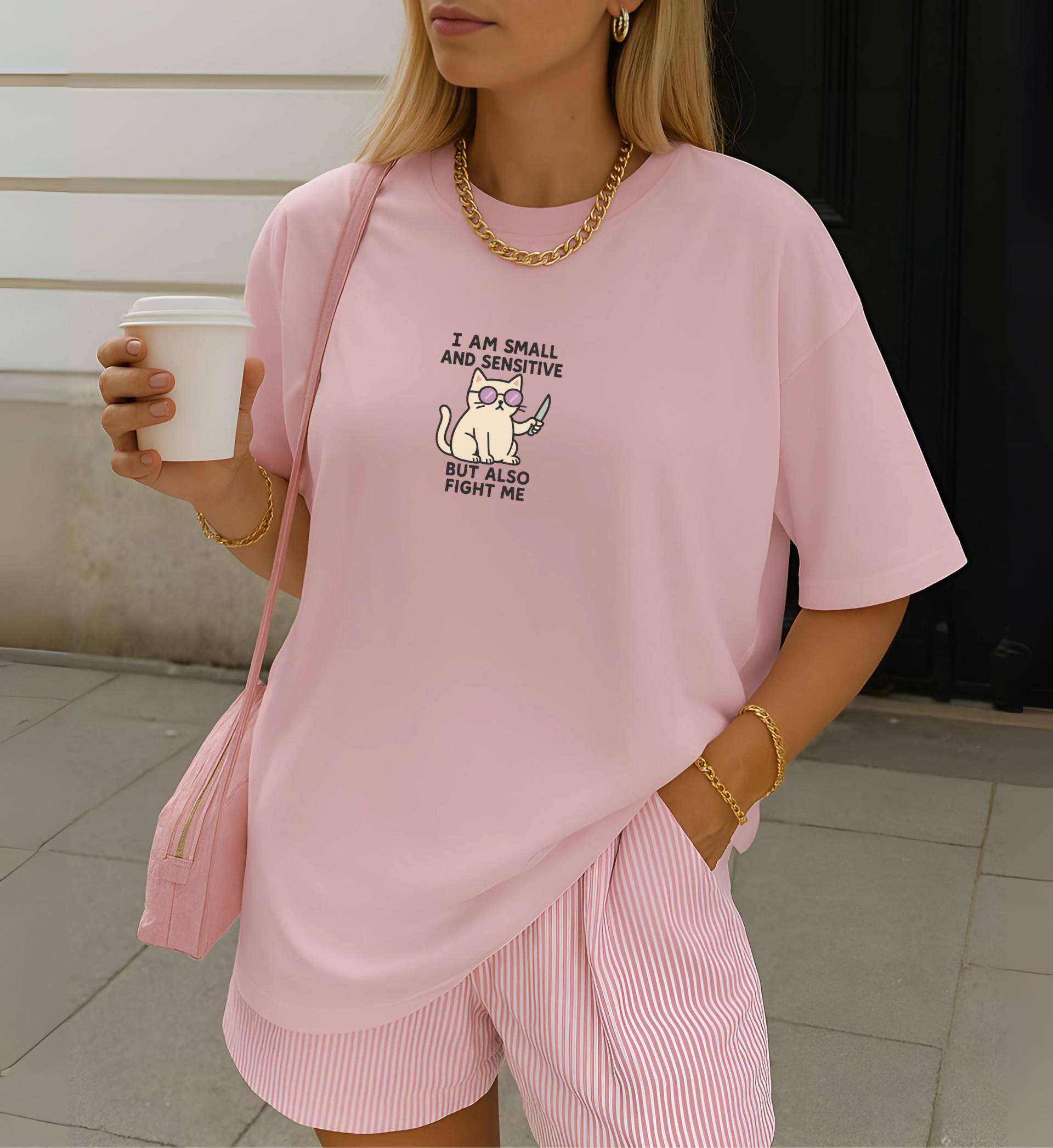 Small Sensitive Fight Me Shirt Feminist Political Cat Meme Introvert Humor Unhinged Gen Z Aesthetic Statement Tshirt Gift 90Sn Doodle von CincerelyYoursShop