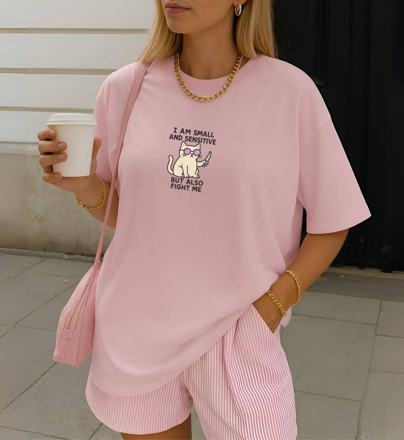 Small Sensitive Fight Me Shirt Feminist Political Cat Meme Introvert Humor Unhinged Gen Z Aesthetic Statement Tshirt Gift 90Sn Doodle von CincerelyYoursShop