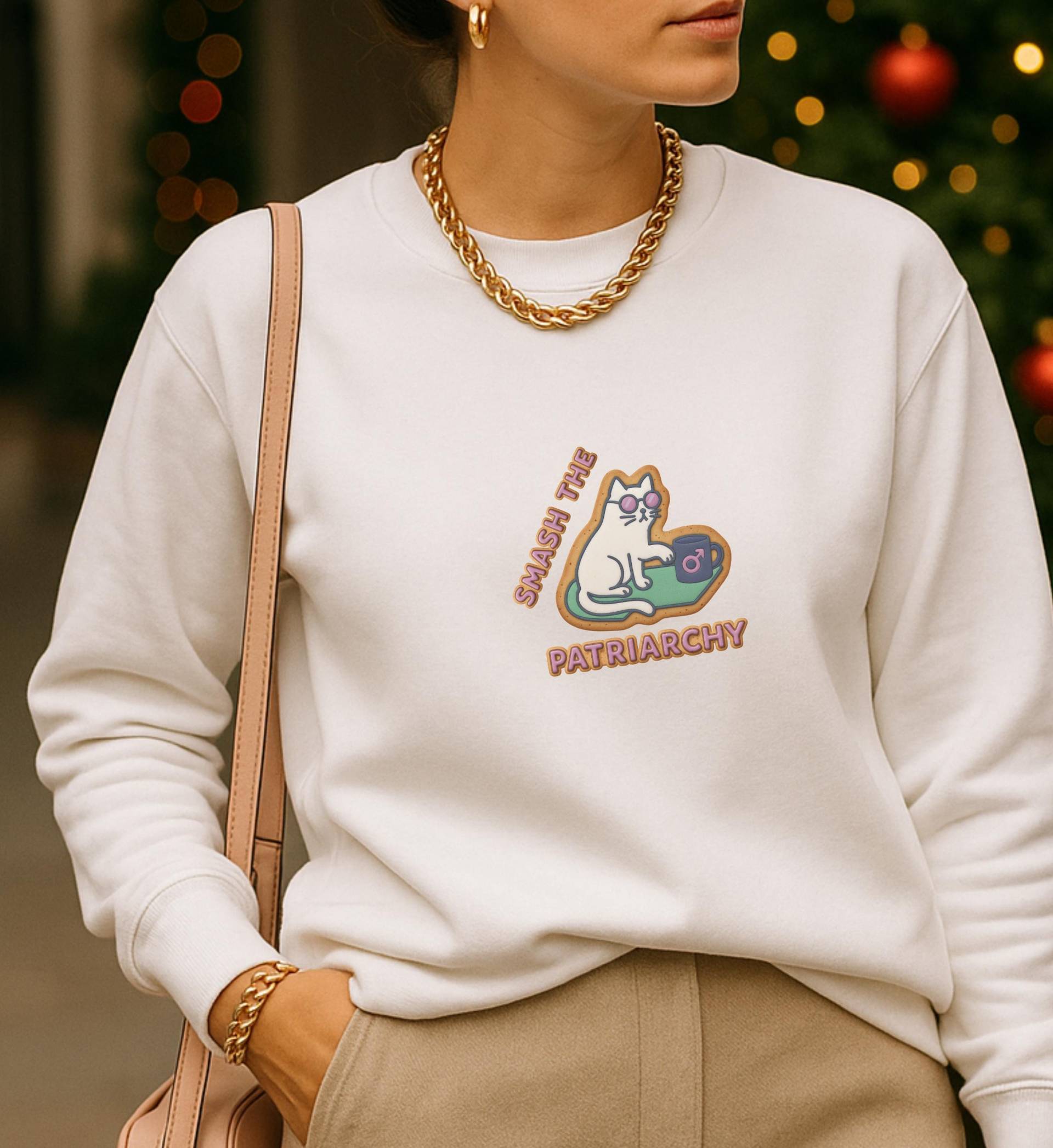Smash The Patriarchy Cookie Cat Feminist Sweatshirt Funny Equality Women Empowerment Gift Political Statement Christmas Activist Jumper 90S von CincerelyYoursShop
