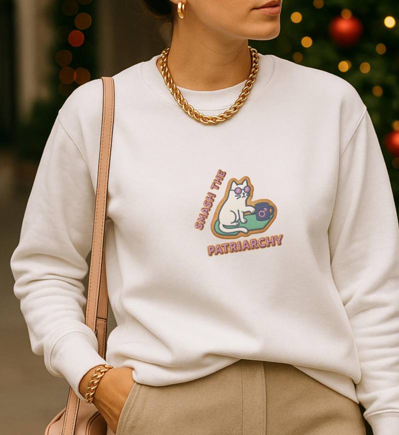 Smash The Patriarchy Cookie Cat Feminist Sweatshirt Funny Equality Women Empowerment Gift Political Statement Christmas Activist Jumper 90S von CincerelyYoursShop