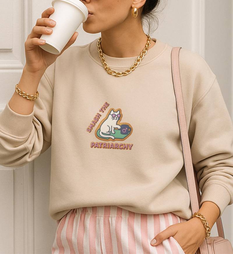 Smash The Patriarchy Cookie Cat Feminist Sweatshirt Funny Equality Women Empowerment Gift Political Statement Christmas Activist Jumper 90S von CincerelyYoursShop