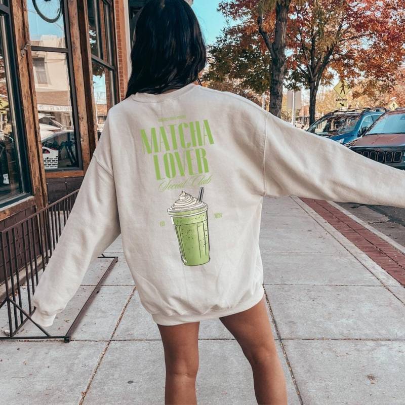 The Matcha Lover Social Club Sweatshirt Retro Matcha Back Print 90S Hoodie Vintage Pocket Graphic Wellness Girl Y2K Pilates Gift von CincerelyYoursShop