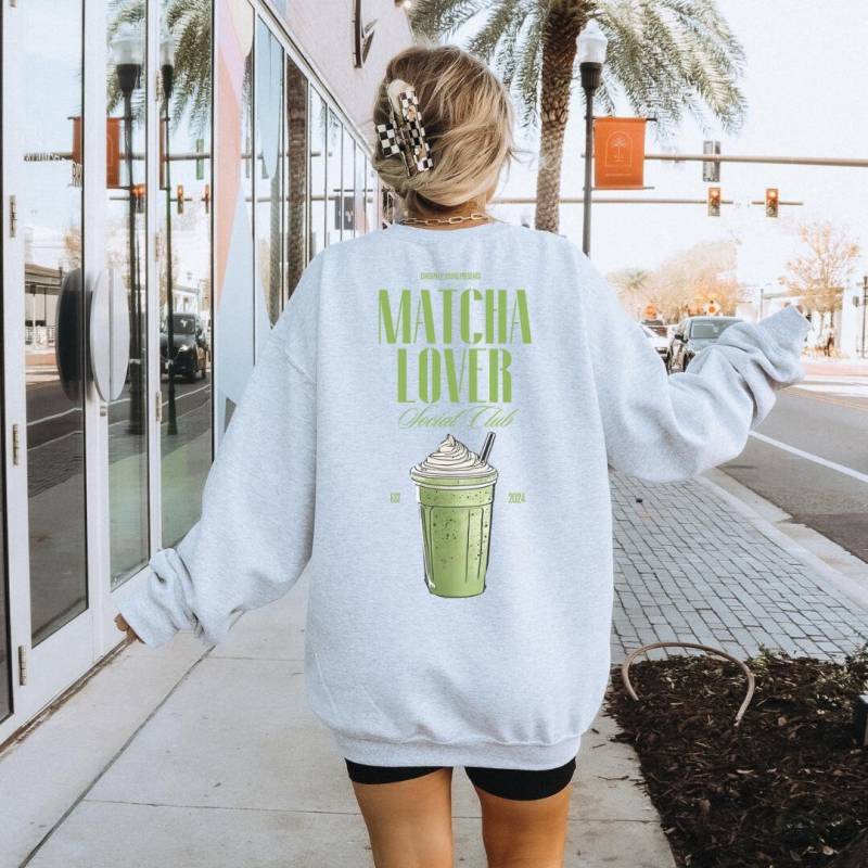The Matcha Lover Social Club Sweatshirt Retro Matcha Back Print 90S Hoodie Vintage Pocket Graphic Wellness Girl Y2K Pilates Gift von CincerelyYoursShop