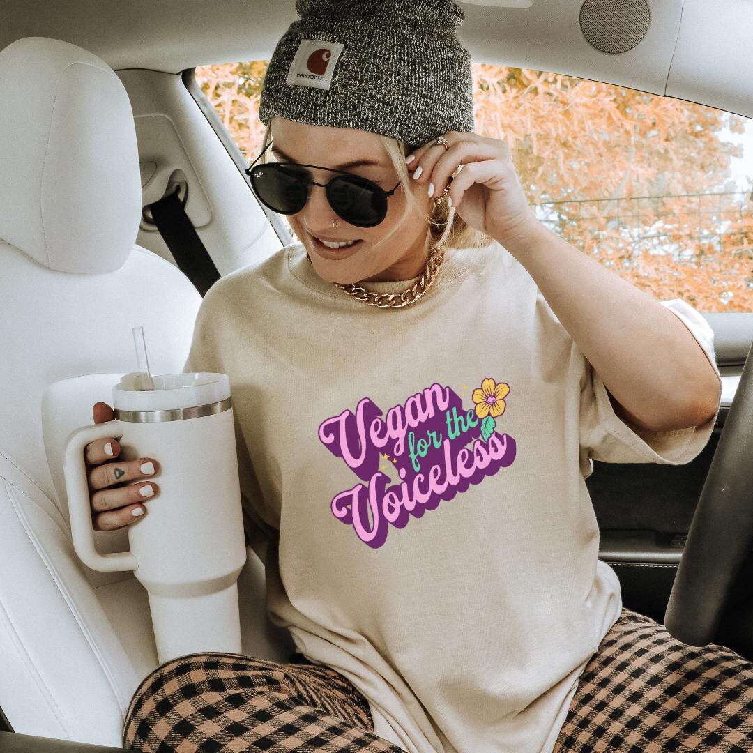 Vegan For The Voiceless 90S Retro Flower Shirt Gift Hipster Y2K Vegetarian Student Wellness Lactose Animal Lover No Plantet B Plant Based von CincerelyYoursShop