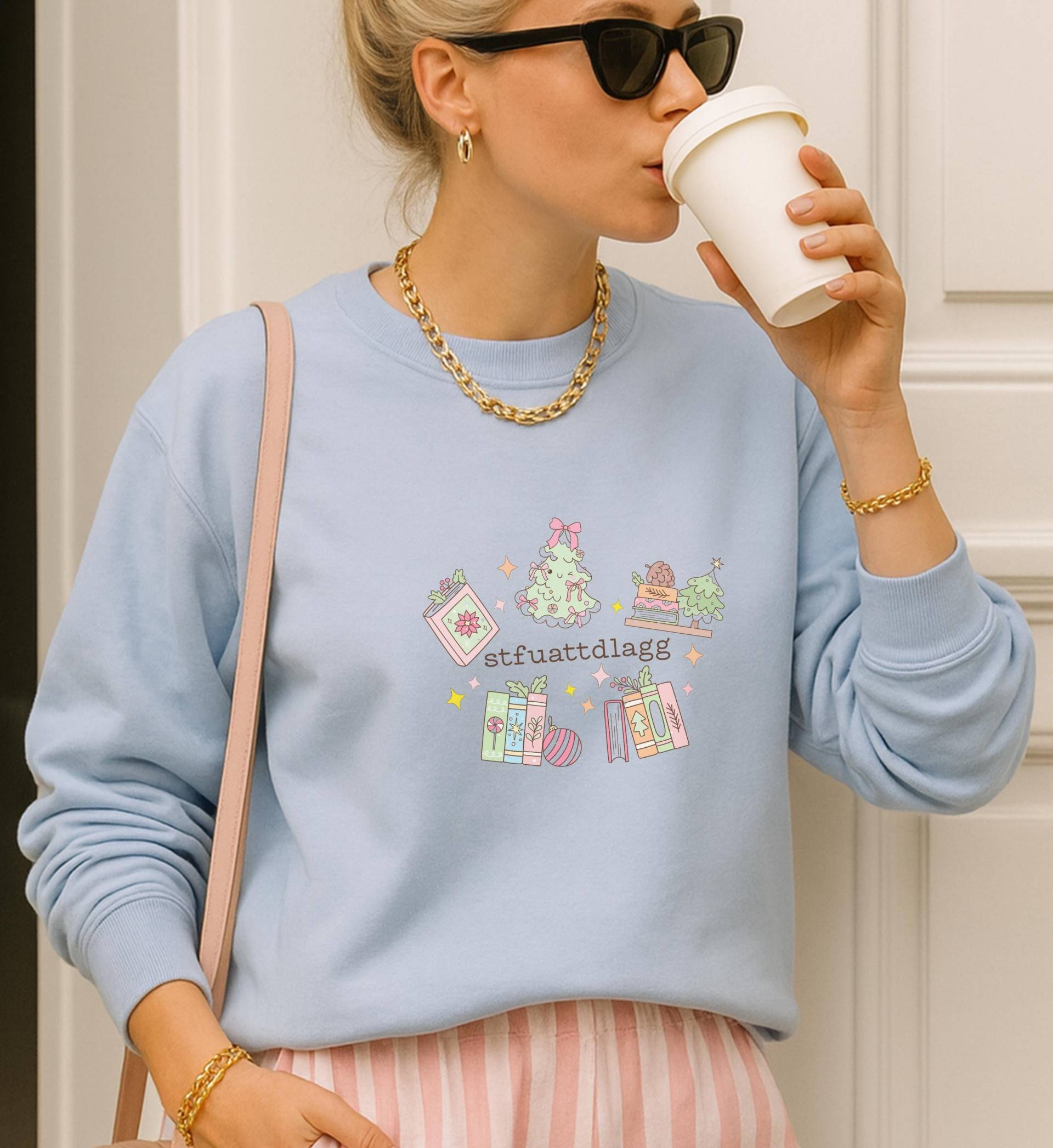 stfuattdlagg Christmas Sweatshirt Funny Booktok Smut Reader Gift Messy Coquette Holiday Sweater Pink Bow Aesthetic Book Lover Kawaii Girly von CincerelyYoursShop