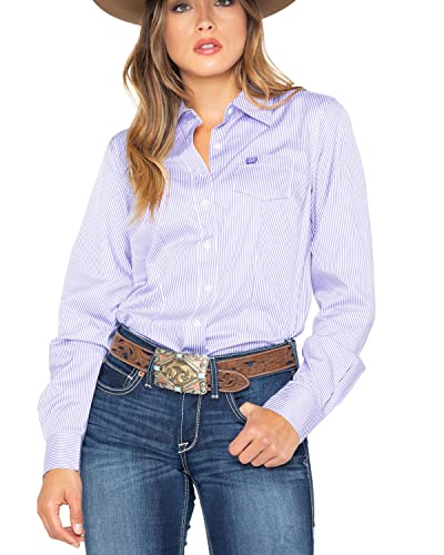 Cinch Damen Tencel Long Sleeve Shirt Hemd mit Button-Down-Kragen, violett, Klein von Cinch