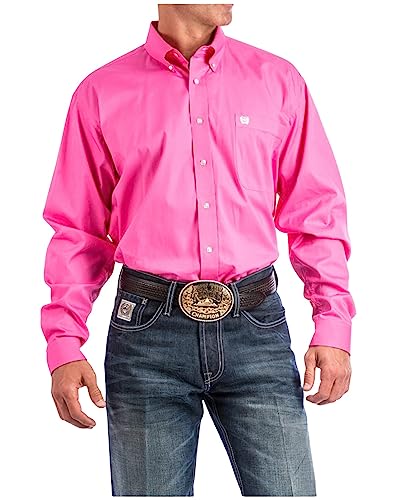 Cinch Herren Classic Fit Langarm-Knopf One Open Pocket Solid Basic - Pink - Groß von Cinch