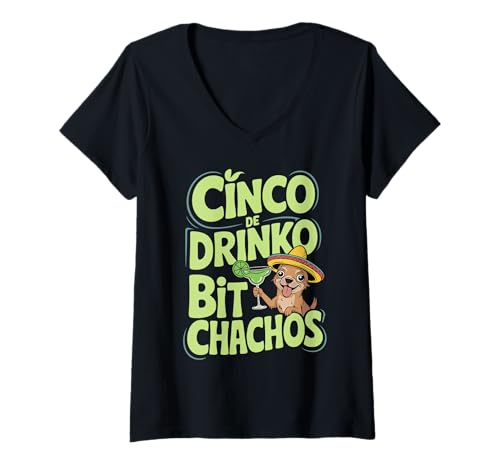 Damen Cinco De Drinko Bitchachos Funny Mexican Party T-Shirt mit V-Ausschnitt Damen Cinco De Drinko Bitchachos Funny Mexican Party T-Shirt mit V-Ausschnitt von Cinco De Mayo Matching Drinking Squad Gear