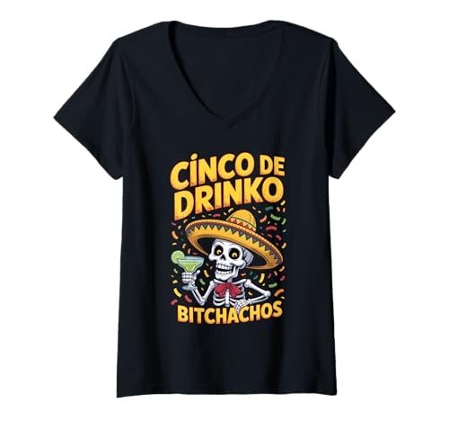 Damen Cinco De Drinko Bitchachos Funny Mexican Party T-Shirt mit V-Ausschnitt von Cinco De Mayo Matching Drinking Squad Gear