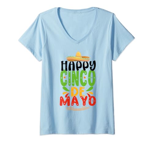 Damen Cinco de Mayo Fiesta Mexikanische Party Damen Herren Kinder Mädchen Jungen T-Shirt mit V-Ausschnitt von Cinco De Mayo Tee for Women Men Boys Girls Kids
