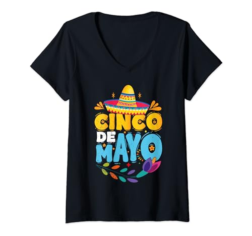 Damen Cinco de Mayo Fiesta Mexikanische Party Damen Herren Kinder Mädchen Jungen T-Shirt mit V-Ausschnitt von Cinco De Mayo Tee for Women Men Boys Girls Kids