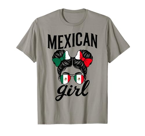 Mexikanisches Mädchen Unordentliches Haar Mexiko Pride Patriotische Damen Kinder T-Shirt von Cinco De Mayo Tees Store