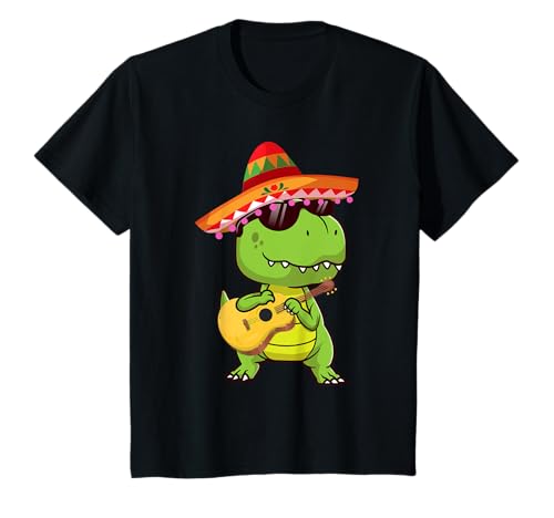 Niedliche Dinosaurier Trex Gitarre Mexikanische Party Cinco De Mayo Kinder T-Shirt von Cinco De Mayo Trex Guitar Mexican Party Toddler