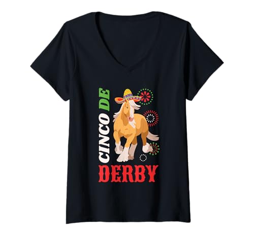 Damen Cinco De Derby Pferdehut Sombrero Cinco De Mayo Pferde Geschenk T-Shirt mit V-Ausschnitt Damen Cinco De Derby Pferdehut Sombrero Cinco De Mayo Pferde Geschenk T-Shirt mit V-Ausschnitt von Cinco De Mayo & Unique Gifts Apparel