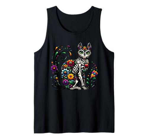Dia De Los Muertos Cinco De Mayo Katze Sugar Skull Herren Damen Tank Top Dia De Los Muertos Cinco De Mayo Katze Sugar Skull Herren Damen Tank Top von Cinco de Mayo Fro Skeleton Cat Sugar Skull