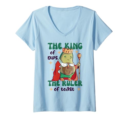 Damen The King of The Dips The Ruler of Toast Avocado T-Shirt mit V-Ausschnitt Damen The King of The Dips The Ruler of Toast Avocado T-Shirt mit V-Ausschnitt von Cinco de Mayo Funny Food Designs