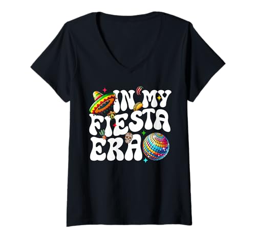 Damen In My Fiesta Era Cinco De Mayo-Kulturfeier T-Shirt mit V-Ausschnitt Damen In My Fiesta Era Cinco De Mayo-Kulturfeier T-Shirt mit V-Ausschnitt von Cinco de Mayo Mexican Fiesta Party Gifts Men Women