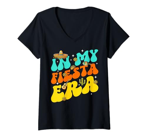 Damen In My Fiesta Era Cinco De Mayo-Kulturfeier T-Shirt mit V-Ausschnitt Damen In My Fiesta Era Cinco De Mayo-Kulturfeier T-Shirt mit V-Ausschnitt von Cinco de Mayo Mexican Fiesta Party Gifts Men Women
