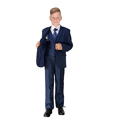 Cinda 5 Stück Boy Anzüge Hochzeit Anzug Junge Seite Partei-Abschlussball -Klagen Dunkelblau 12-13 Jahre von Cinda