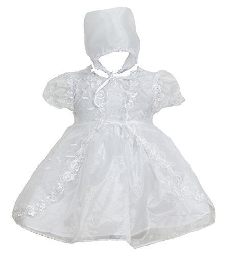 Cinda Baby Mädchen Taufkleid, Kap & Hut Weiß 68-74 von Cinda