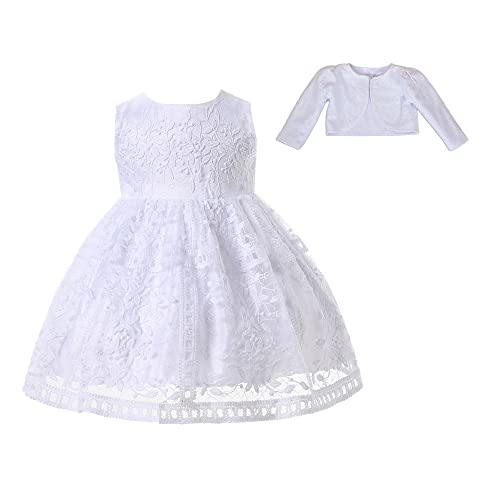 Cinda Baby Mädchen floral Spitze Taufkleid weiß mit Jacke 56-62 von Cinda