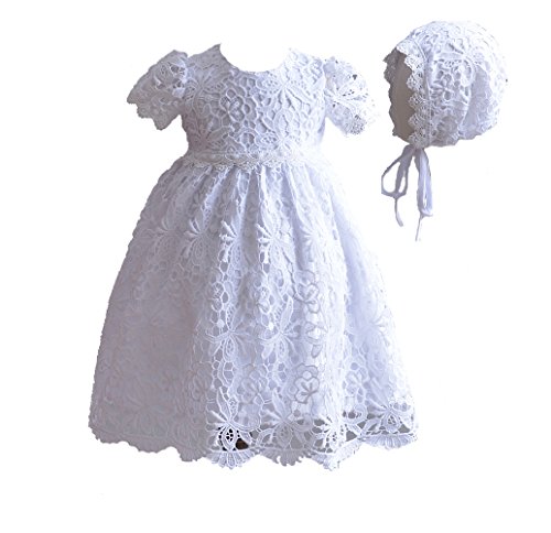 Cinda Baby Spitze Taufkleid mit Mütze Weiß 74-80 von Cinda