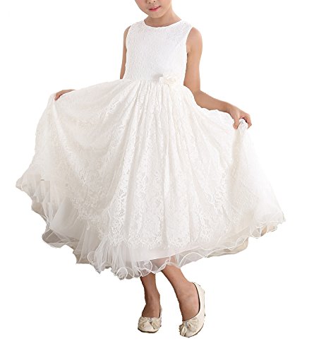 Cinda Elfenbein Spitze Brautjungfer Kleid Blumenmädchen Kleid Elfenbein 6-7 Jahre von Cinda