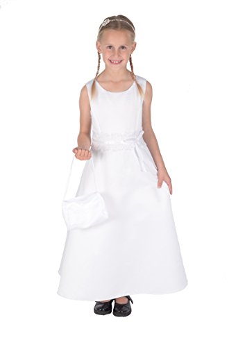 Cinda Mädchen Brautjungfer/Heilige Kommunion Kleid weiß mit Handtasche 7-8 Jahre von Cinda