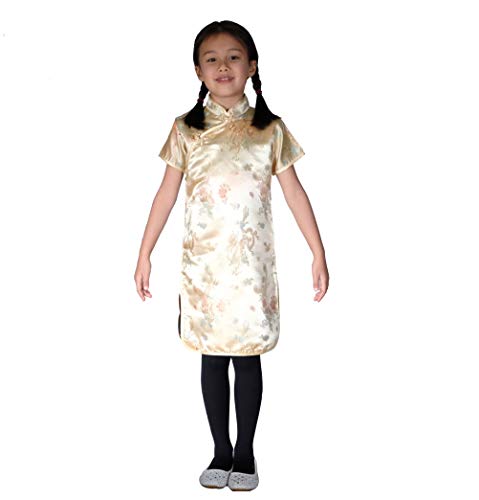 Cinda Mädchen Satin Drache und Phönix Chinesische Kleid Gold 128-134 von Cinda