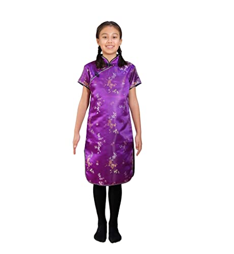 Cinda Mädchen blühen orientalisches chinesisches Kleid Qipao Cheongsam Violett 11-12 Jahre von Cinda
