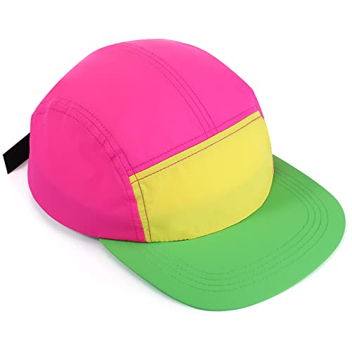 Cindeer 80er 90er Neon Baseball Kappe Verstellbar Retro Trucker Kappe Nylon Unisex Mütze (Neongrüne Krempe) von Cindeer