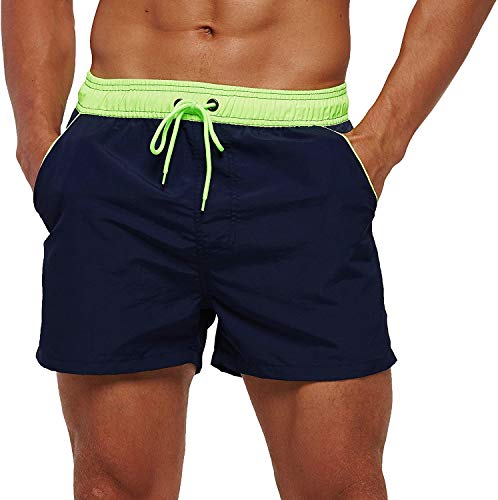 Cindeyar Badeshorts Herren Kurze Badehose Schnelltrocknend Männer Sommer Swimming Strandshorts mit Verstellbarem Tunnelzug(Navy Blau,L) von Cindeyar