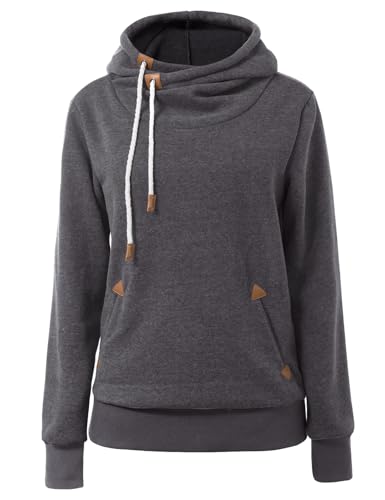 Cindeyar Damen Hoodie Winter Pullover Kapuzenpullover Langarm Baumwoll Mischung Warmer Sweatshirt Kapuzenjacke(107-Grau,L) von Cindeyar